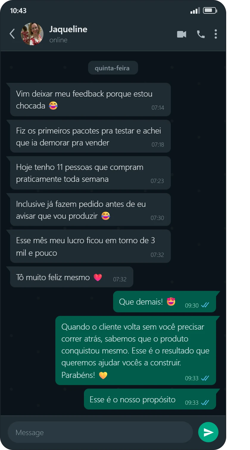 Print da conversa com Jaqueline.