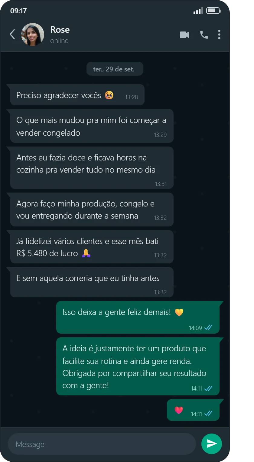 Print da conversa com Rose.